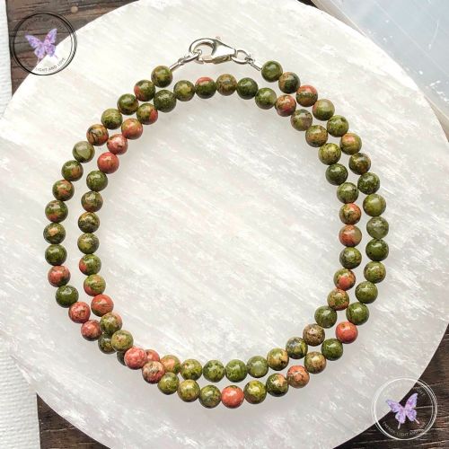 Unakite Small Bead Choker Necklace